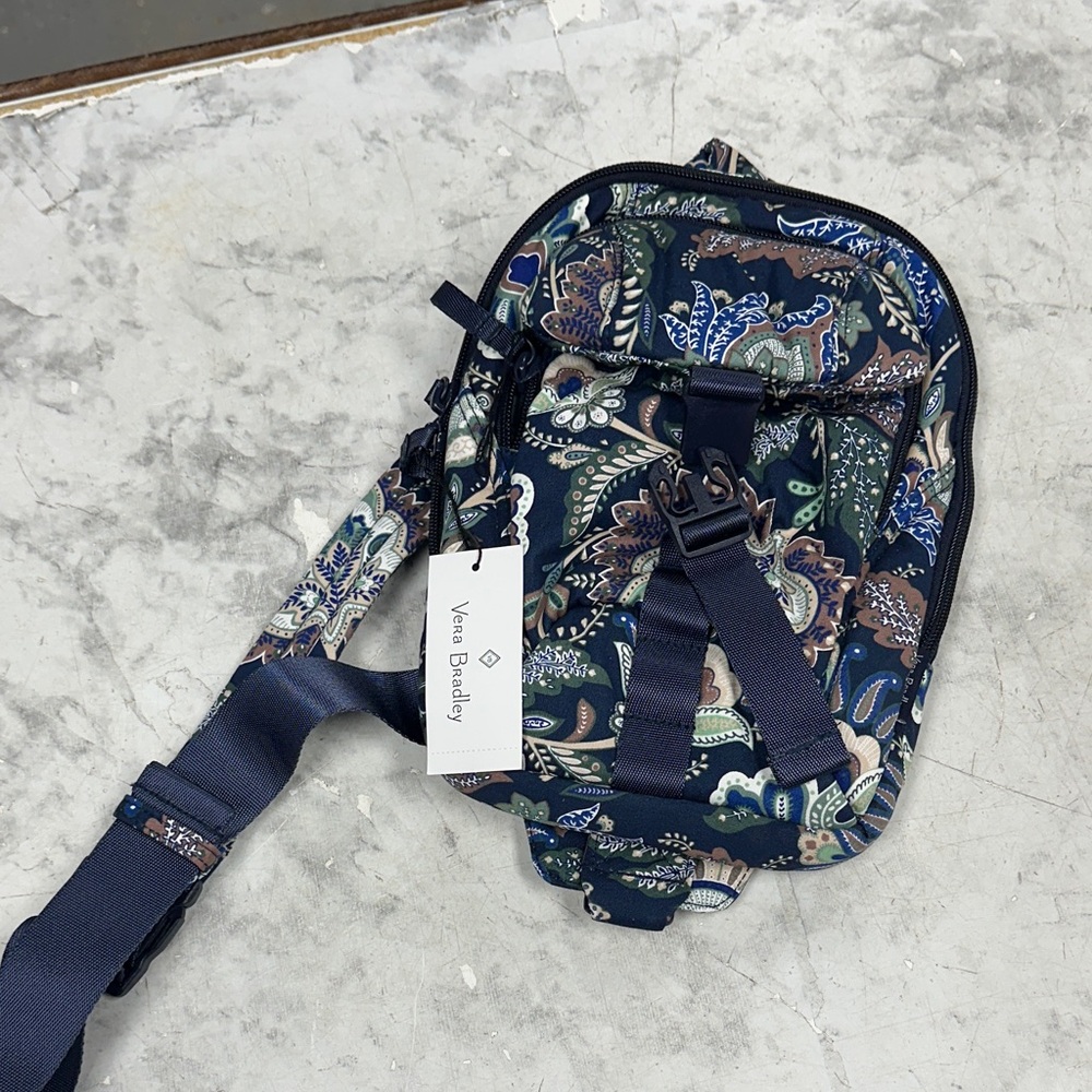Vera Bradley Navy and Green Paisley Sling Bag